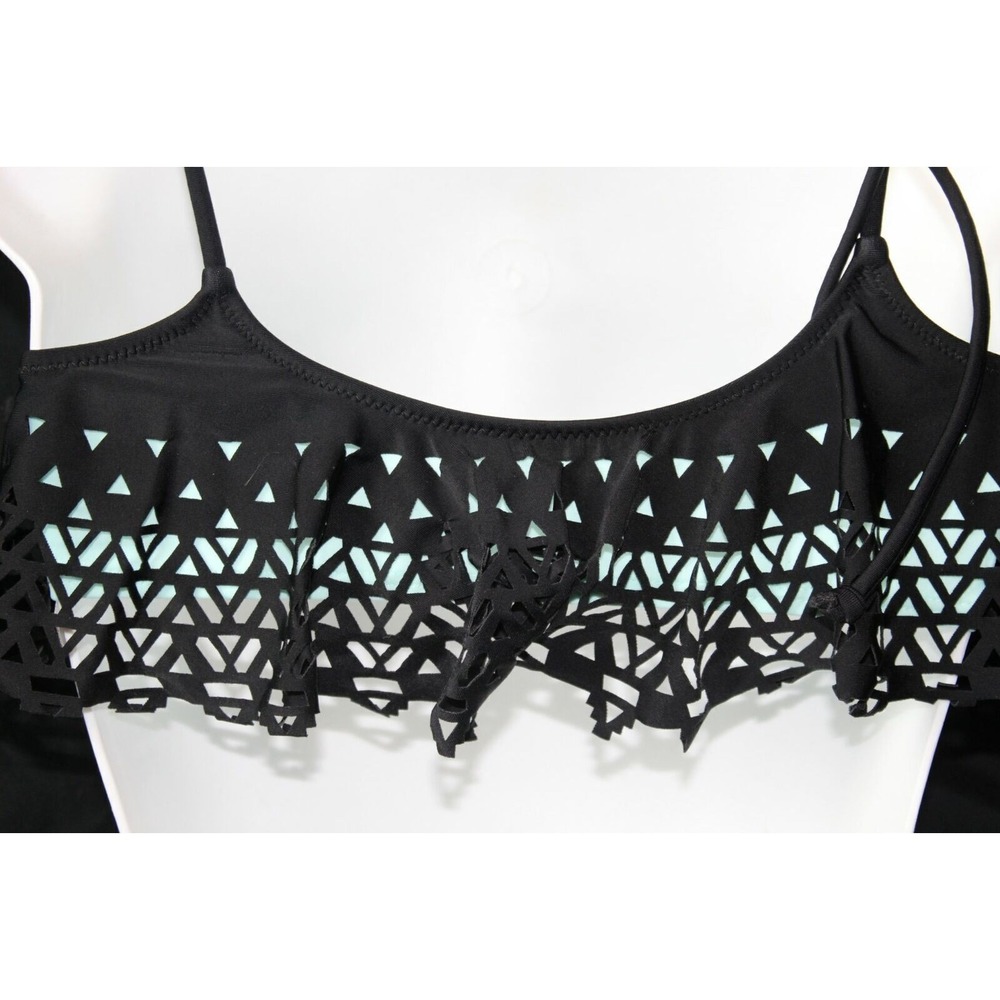 ✨2/$20 Victoria's Secret PINK Cut Out Bikini Swim Top Teal Black Women's Size XS - Picture 5 of 7